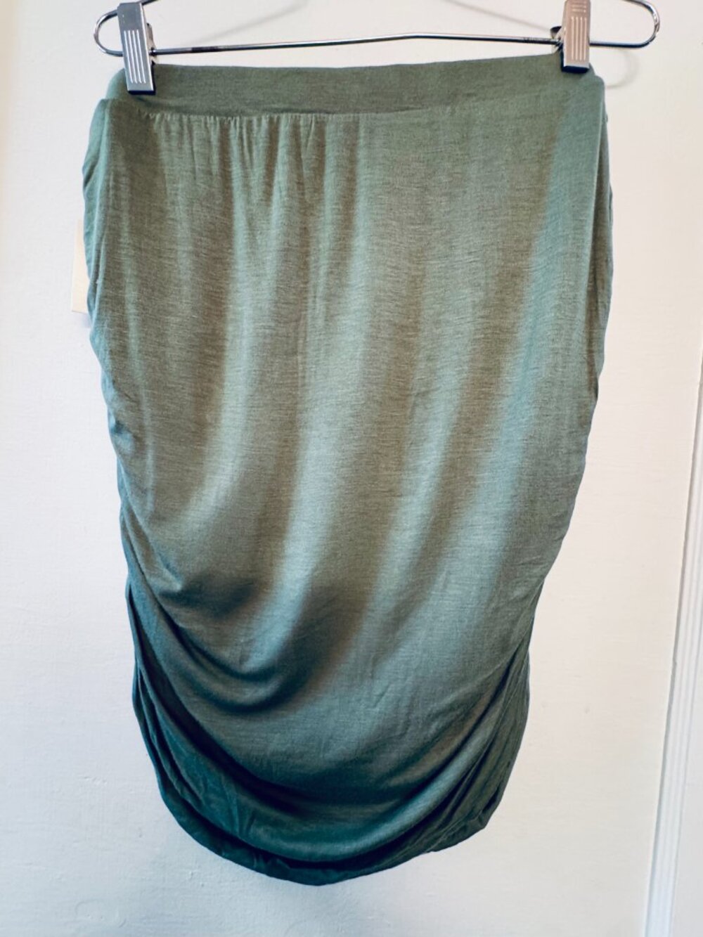 Olive Green Ruched Pencil Skirt